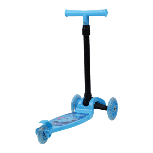 Самокат трехколесный облегчённый для детей от 3-х лет Yeenot GT105-3, нагрузка до 25кг, вес 1,2кг, светящиеся колёса 110мм, цвет синий Слоник БК/уп13