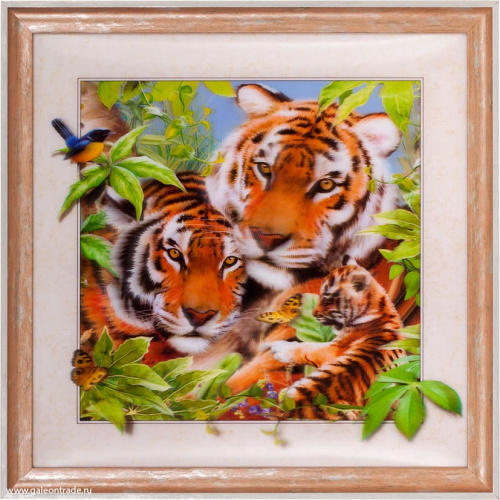 Картина 5D 40х40 053 Семья тигров /  2002B-012C / 