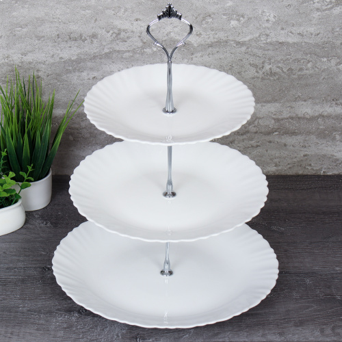 Ваза для фруктов 3-х ярусная Классика белая / WG-3/LXP70/85/100 (White) /уп12/ 