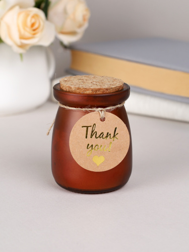 Свеча ароматическая в подсвечнике 5х7 см с крышкой / B722 /уп 96/ коричневая