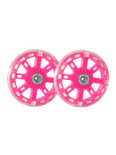 Комплект опорных колес без кронштейна, подшипник, светящиеся колеса Розовый 2шт/ HF-042-PI / уп 50