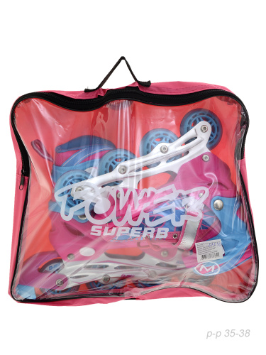 Роликовые коньки POWER / Q910 M /уп 6/ (35-38) розовые