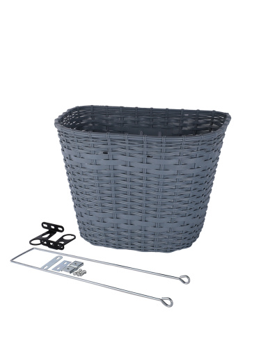 Корзина для велосипеда пластиковая плетеная серая. / 1DVMI-19 / уп 30