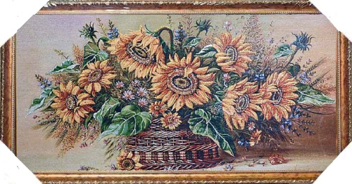 Картина гобелен 40х80  Подсолнухи /M017 / FR3523-9 /золотая нить