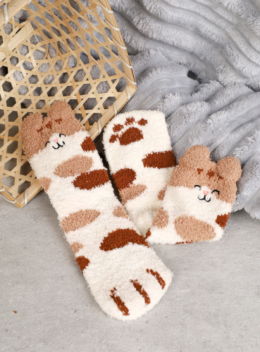 Носки женские флисовые р. 35-40 Лапки новогодний № 2 / MNZ-19/2 /721638