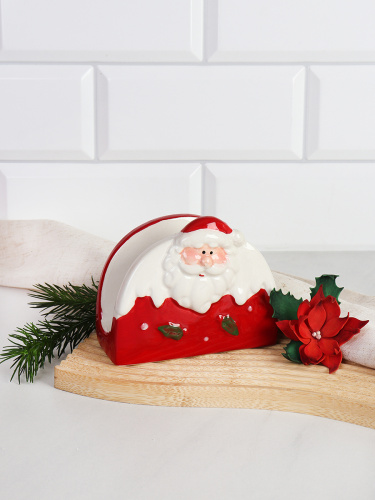 Салфетница 10 см Дед мороз / B3089 /уп 96/ новогодняя