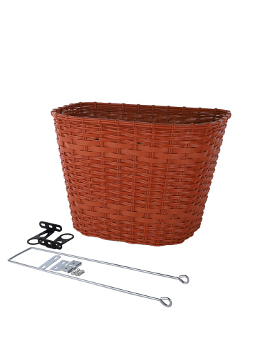 Корзина для велосипеда пластиковая плетеная коричневая. / 1DVMI-18 / уп 30