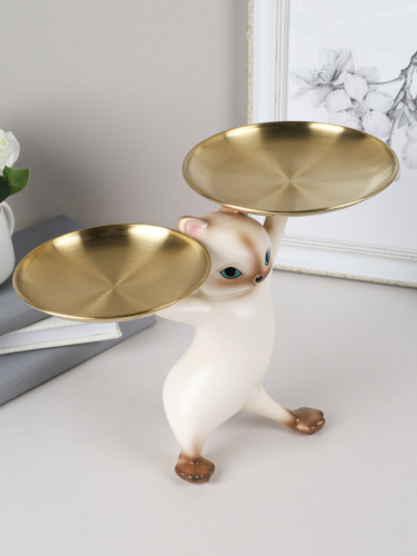 Статуэтка Кошка 25 см / XY603-1 /уп 8/бежевая