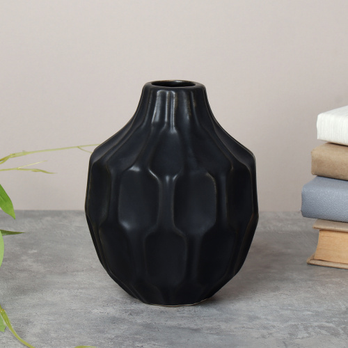 Ваза 15 см черная / WRF-146 /уп 38/