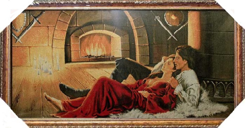 Картина гобелен 40x80 Свидание у камина /M013/10039-1/