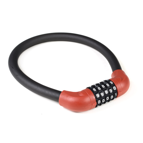 Замок тросовый кодовый R-LOCK BIG03, 5 разрядов, 570мм, стальной трос антивзлом. плетение, вес 370 гр, красный. /уп 100