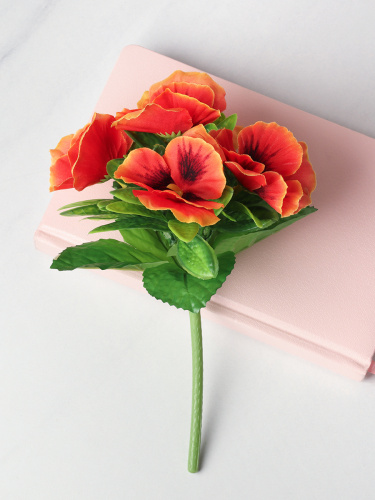 Цветок искусственный ОРАНЖЕВЫЙ Фиалка 23 см / W01316-16 /уп 12/300/600/ 738969