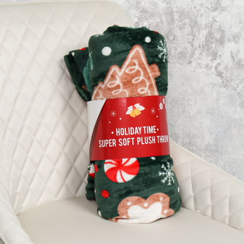 Плед флисовый 150х200 см Имбирное настроение / GP611-9 /уп 10/20/100/ 734249 новогодний