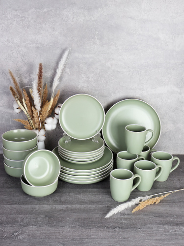 Столовый набор 24 предмета на 6 персон / 24/1800 /уп 1/ Светло оливковый  С 