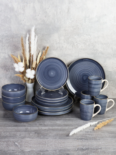 Столовый набор 16 предметов Крапинка синий / WHP24-0155B /уп 2/ 