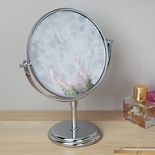 Зеркало настольное круглое двустороннее 22 см / 580 /уп 60/d-14
