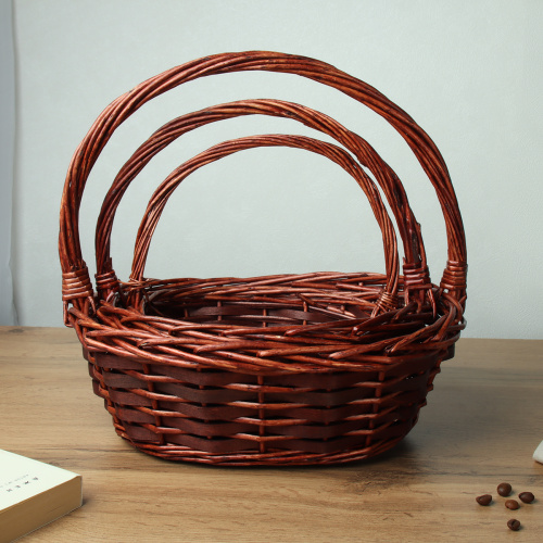 Корзина плетеная 3 штуки набор 32х24х10/26х20х9/20х14х7 см / S/3 22-41 /уп 40/овал