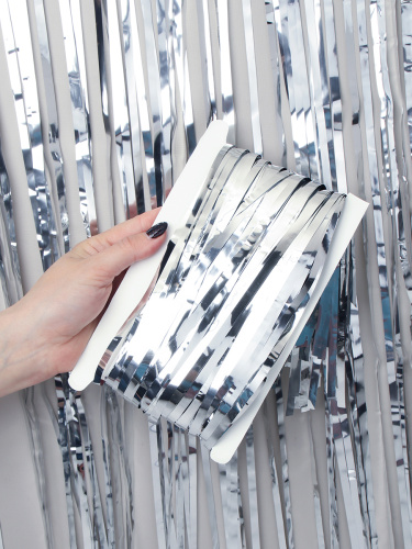 Дождь занавес 100x200 см серебро / NGA-14 /уп 10/300/для фотозоны на клейкой ленте