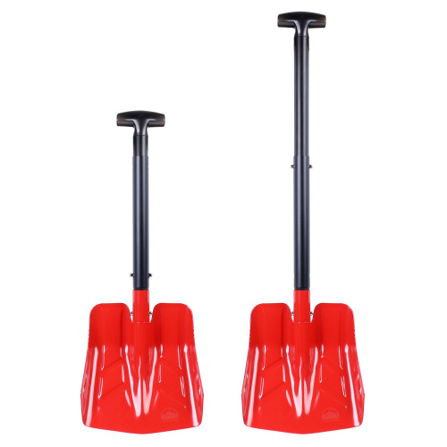 Лопата лавинная алюминиевая ИРЕМЕЛЬ СНЕГОВИК IR174 двухсекционная, T-образная рукоять-телескоп, длина 80/60см, лезвие 24.8х23см, чёрно-красная/уп10