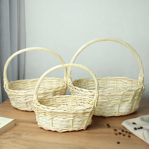 Корзина плетеная 3 штуки 37х30х12/32х24х10/26х20х9 см / S/3 22-32 /уп 28/белая овальная