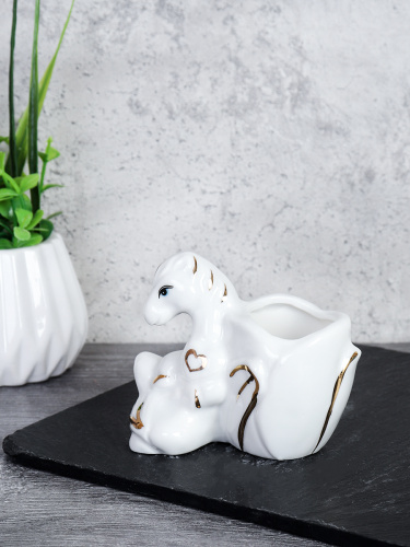 Подставка для зубочисток Лошадь 8 см / B5448 /уп 144/ Символ года 2026  костяной фарфор