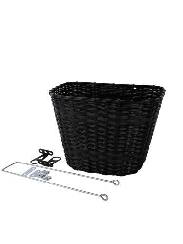 Корзина для велосипеда пластиковая плетеная черная. / 1DVMI-17 / уп 30