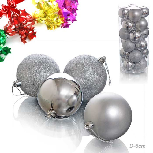 Елочные шары 20 штук 6 см / HX-3/2 /уп 30/ серебряные