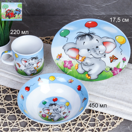 Набор посуды 3 предмета / C897# /уп 6/12/ Слоник