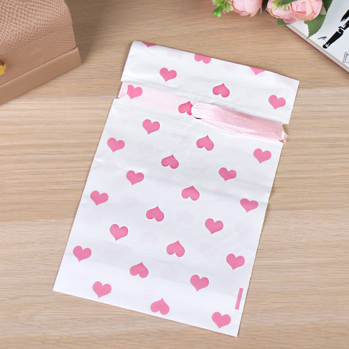 Мешочек подарочный набор 50 штук 15х23 см Сердце / YI1523-7 /уп 30/