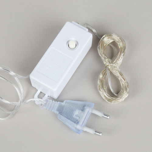 Гирлянда светодиодная нить 5 м 50 LED / GN28 /уп 200/холодный белыйВИЛКА