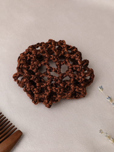 Резинка сетка для волос пучок / NSAЕ-53-BR /уп 12/100/коричневый