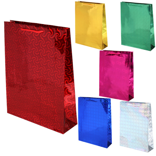 Пакет подарочный 26х34х8 голография / GW-113 /уп 12/720/плотность бумаги 128г/м2 микс