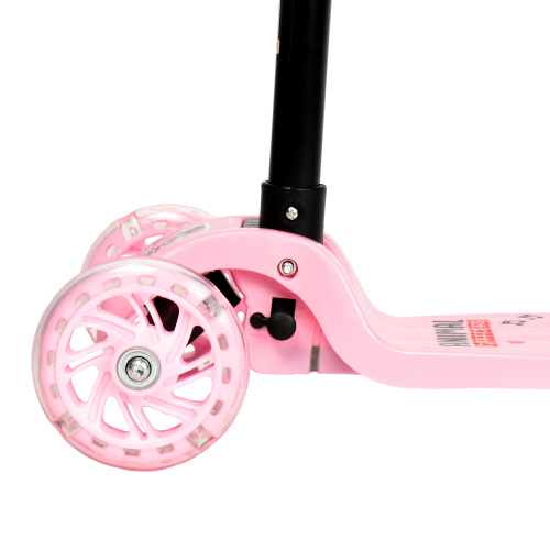 Самокат трехколесный облегчённый для детей от 3-х лет Yeenot GT105-10, нагрузка до25кг, вес 1,2кг, светящиеся колёса 110мм, цвет розовый Лиса БК/уп13