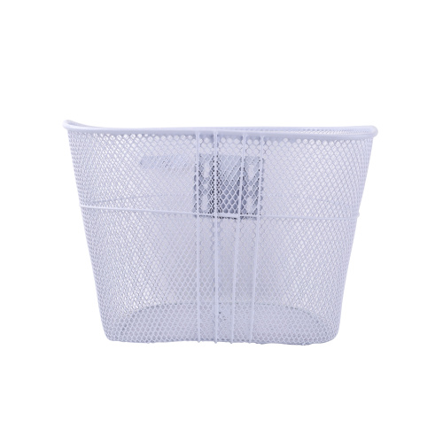 Корзина для велосипеда металлическая, с креплением на переднее колесо под резьбовую вилку. 2 вида кронштейнов на рулевую колонку Белая/1DVMI-2 /уп 40/