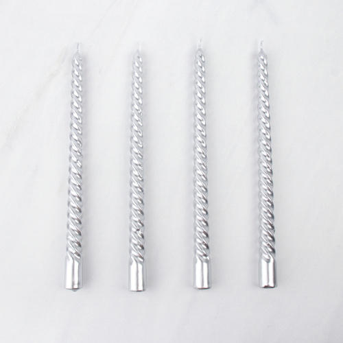 Свеча 4 штуки 25х1,8 см набор / WR-309 /уп 144/ серебро / 2 СОРТ ЦАРАПИНЫ