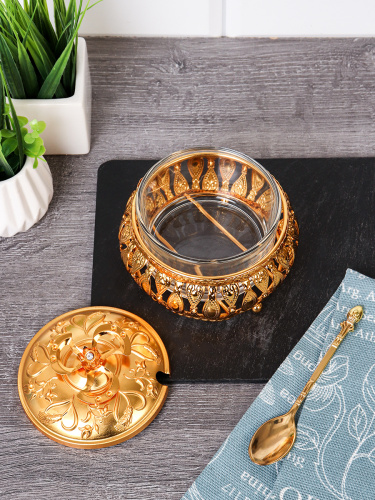 Сахарница с ложкой / 997-9-GOLD /уп 96/