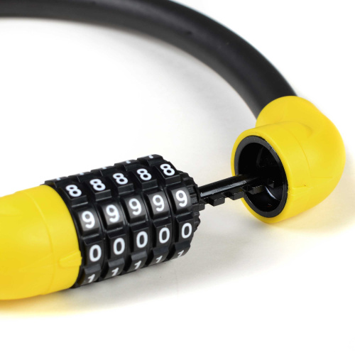 Замок тросовый кодовый R-LOCK BIG03, 5 разрядов, 570мм, стальной трос антивзлом. плетение, вес 370 гр, жёлтый. /уп 100