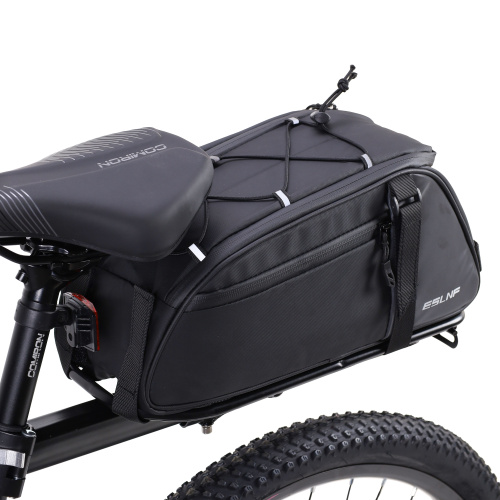 Сумка велосипедная на багажник ESLNF, основные отсеки на молнии, крепление velcro, боковые отсеки на молнии и с сеткой. Размер 12.5*35*14см. /уп 40/