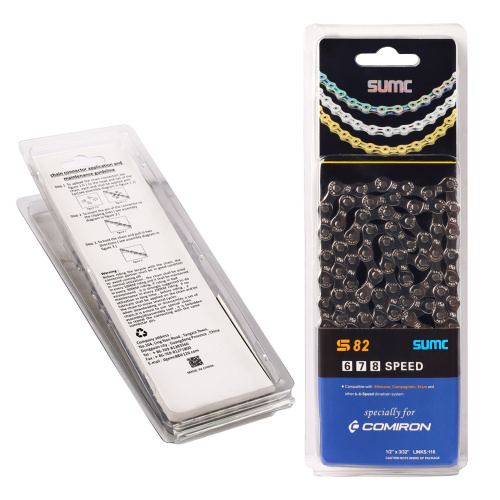 Велосипедная цепь SUMC S82NP, 6.7.8 speed, 1/2"x3/32", 116 звеньев, ГОСТ 30442-97 ISO 9633 /уп 50/