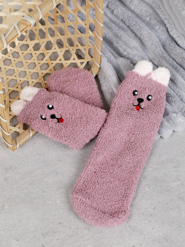 Носки женские флисовые р. 35-40 Лапки новогодний №12 / MNZ-16/12 /уп 12 /700654