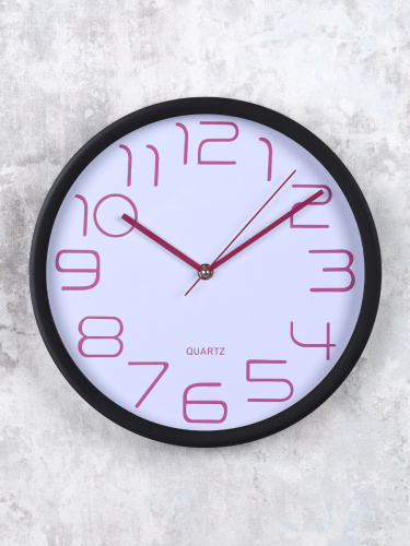 Часы настенные 30 см / WS-7561B /уп 20/черные