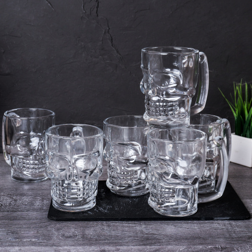 Кружка Пивная 6 штук 420 мл Череп / KL-S100 /уп 6/