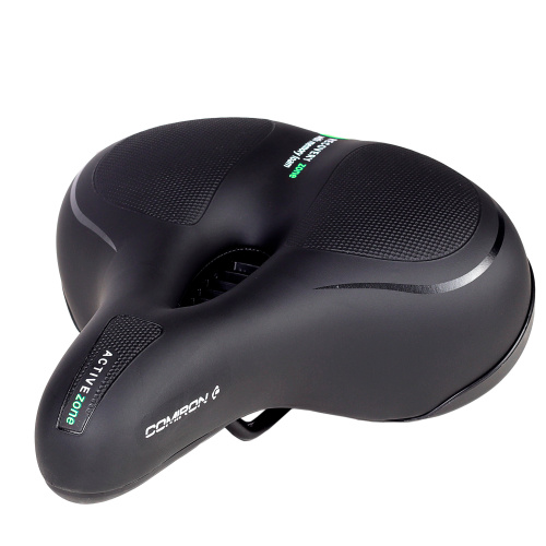 Седло велосипедное комфортное COMIRON TOKYO C012 265x220, Технологии: ED, MEMORY FOAM, Верх: PU с пресс. принтом, Цвет: Чёрный+:Зелёный/ АКЦИЯ /уп 20/