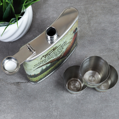 Набор подарочный Книга охотника фляжка 200 мл + 3 стопки / FL-127 /уп 60/