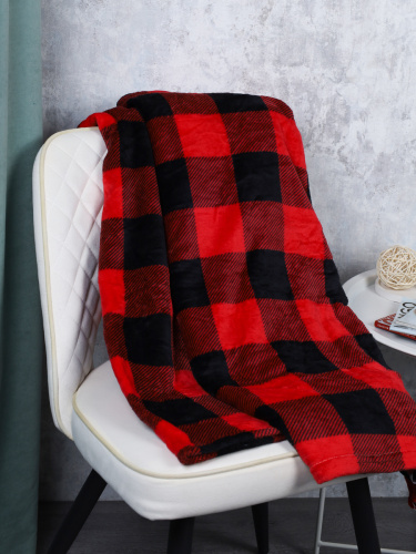 Плед флисовый 150х200 см Красный в клетку / GP611-3 /уп 20/100/ 696141 новогодний