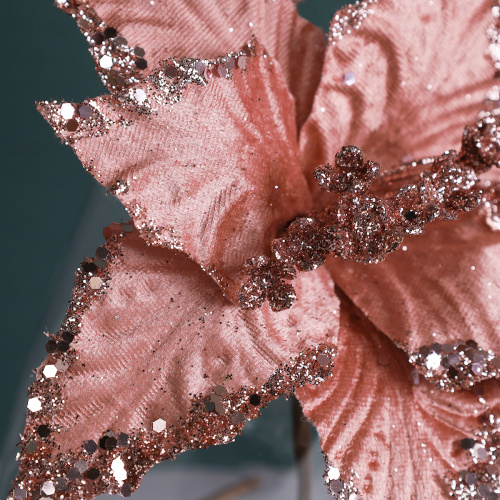 Цветок декоративный Пуансеттия розовая 40 см / P14 /уп 480/