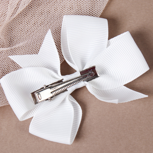 Бант-зажим для волос 8х6 см / YAL-7 /уп 100/600/белый