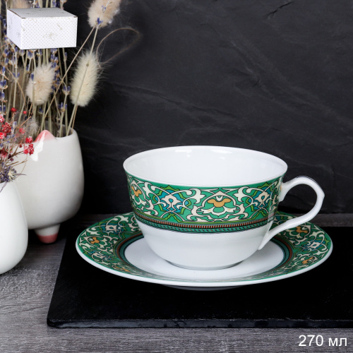 Чайная пара 2 предмета 270 мл тонкостенный Мусульманский / LY-1747/ в подарочной упаковке