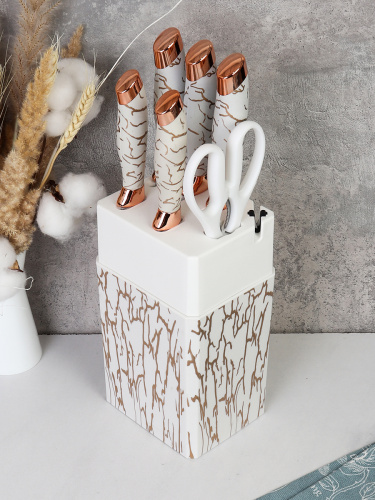 Набор кухонных ножей на подставке 7 предметов / WG-610 /уп 12/