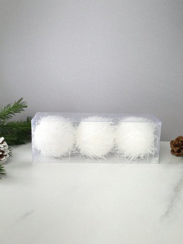 Новогоднее украшение Шары 3 штуки 8 см / WF-191 /уп 128/белые